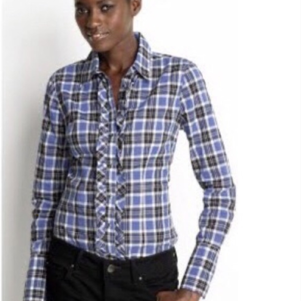 Banana Republic Ruffle Front Button Up Shirt